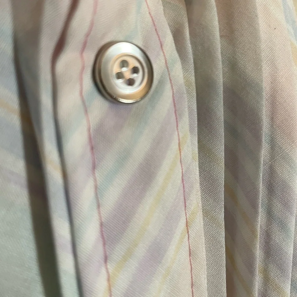 Retro Pastel GrannyCore House Coat Gown, Vintage Pleated Detail, Snap Buttons